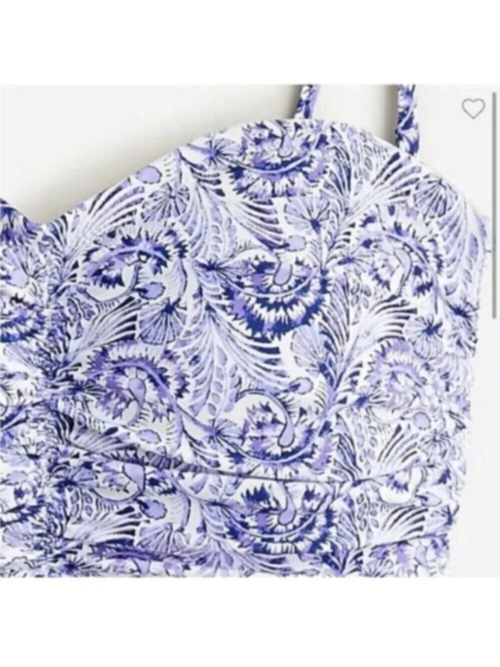 NWT J.Crew Blue Dandelion Swirl Ruched Sweetheart One Piece Swimsuit Size 24